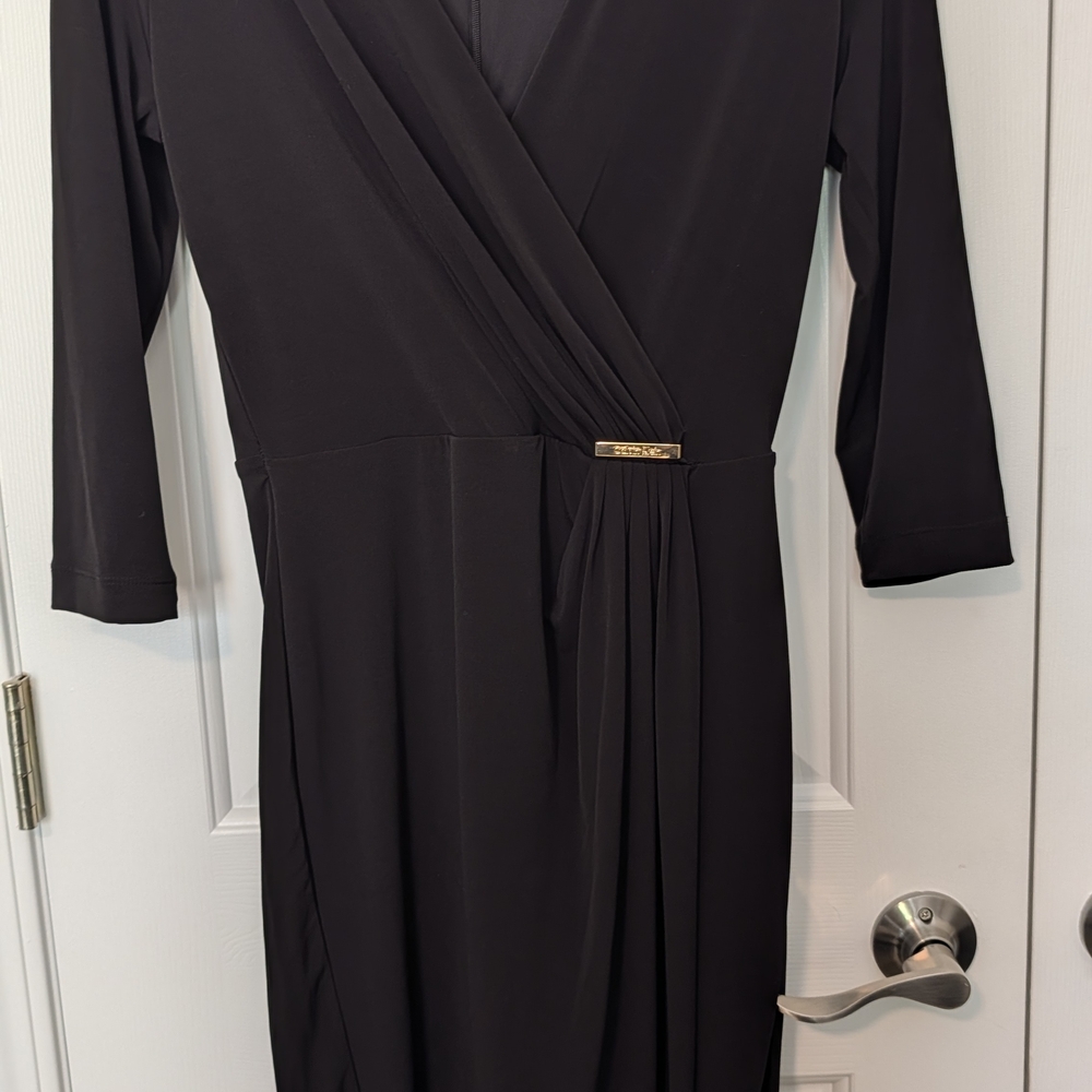 Calvin Klein Black Long-Sleeve Wrap Dress